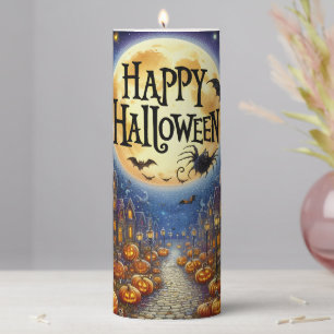 Halloween Art Scene Pillar Candle