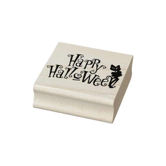 Halloween Art Stamps/Happy Halloween Black Cat Rubber Stamp (Stamp)