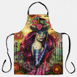 Halloween Art Sugar Skull by Molly Harrison Apron