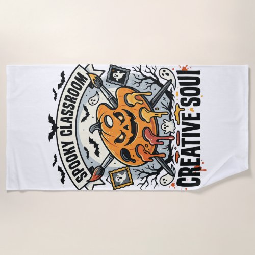 Halloween Art Teacher Spooky Classroom Beach Towel
