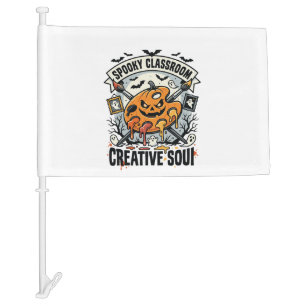 Halloween Art Teacher Spooky Classroom Car Flag