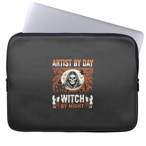Halloween Artist by Day Witch by Night Design Laptop Sleeve