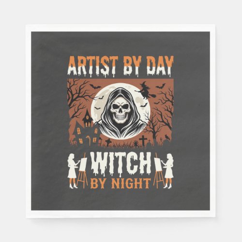 Halloween Artist by Day Witch by Night Design Napkins