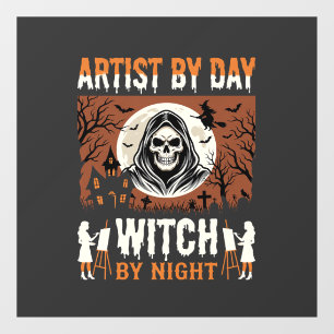 Halloween Artist by Day Witch by Night Design Window Cling