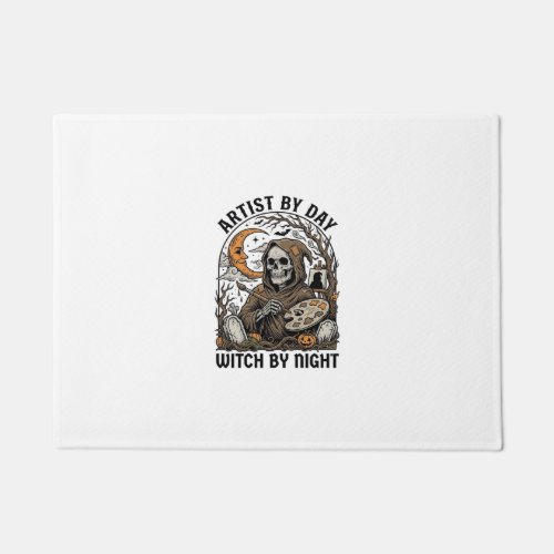 Halloween Artist Witch Vintage Engraving Art Tee_1 Doormat