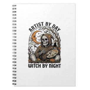 Halloween Artist Witch Vintage Engraving Art Tee_1 Notebook