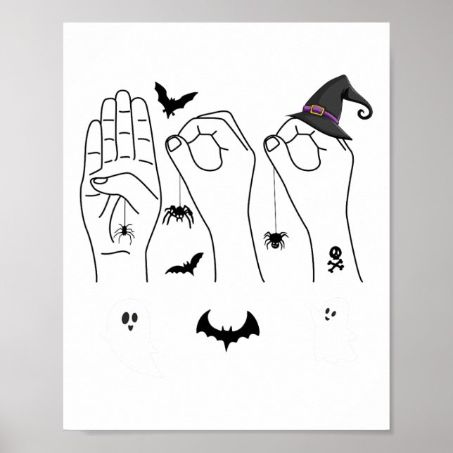 Halloween Asl Hand Sign Language Deaf Pride Boo Cr (Front)