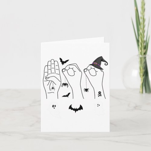 Halloween Asl Hand Sign Language Deaf Pride Boo Cr Card