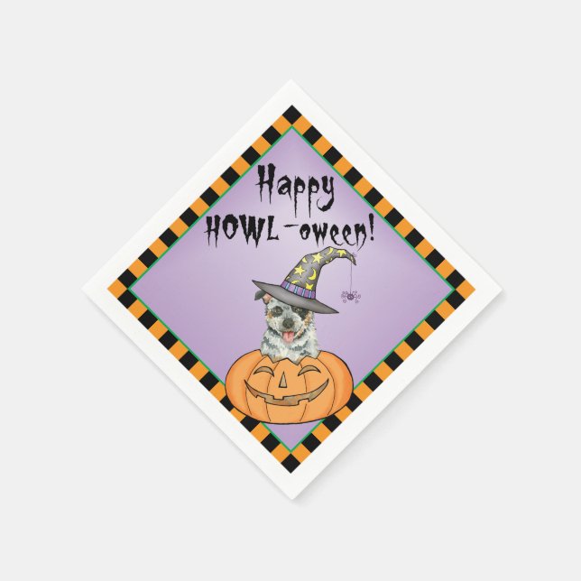 Halloween Australian Cattle Dog Napkins (Corner)