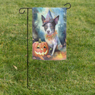 Halloween Australian Cattle With Pumpkins Scary Garden Flag