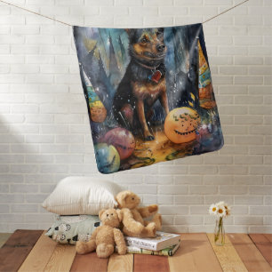 Halloween Australian Kelpie With Pumpkins Scary Baby Blanket