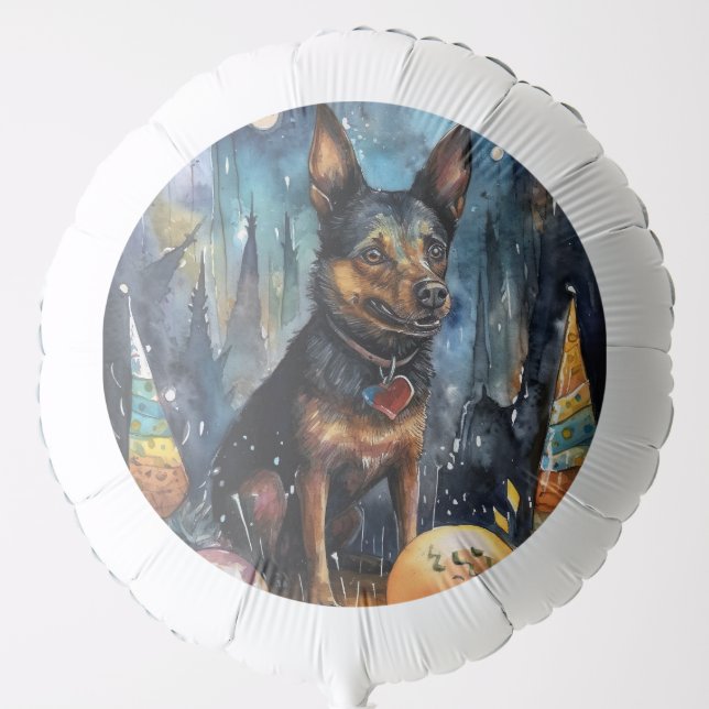Halloween Australian Kelpie With Pumpkins Scary Balloon (Front)