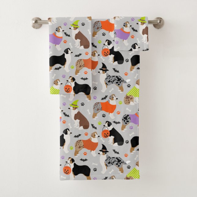 Halloween Australian Shepherd Bath Towel Set (Insitu)