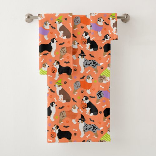 Halloween Australian Shepherd Bath Towel Set