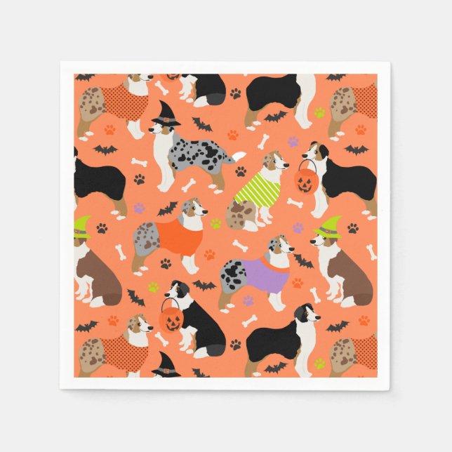 Halloween Australian Shepherd Napkins (Front)