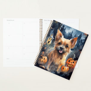 Halloween Australian Terrier With Pumpkins Scary Planner