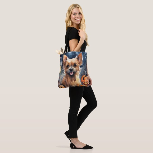 Halloween Australian Terrier With Pumpkins Scary  Tote Bag (On Model)