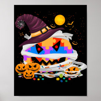 Halloween Autism Awareness Pumpkin Witch Autism Poster
