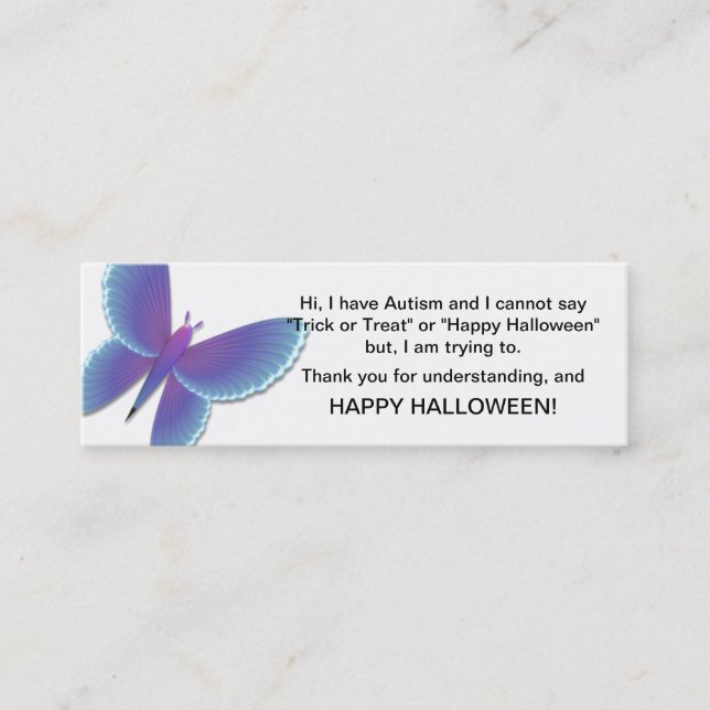 Halloween Autism Trick or Treat Cards Butterfly (Front)