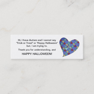 Halloween Autism Trick or Treat Cards Heart