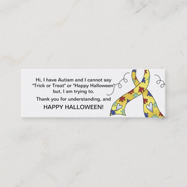 Halloween Autism Trick or Treat Cards Ribbon 3 (Front)