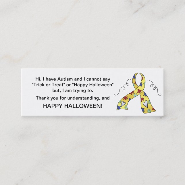 Halloween Autism Trick or Treat Cards Ribbon 4 (Front)