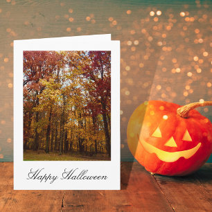 Halloween Autumn Fall Foliage Photo  Card
