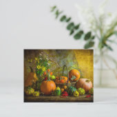 Halloween Autumn Fall Pumpkin Setting Table Postcard | Zazzle