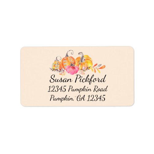 Halloween Autumn Fall Pumpkins Watercolor Paint Label