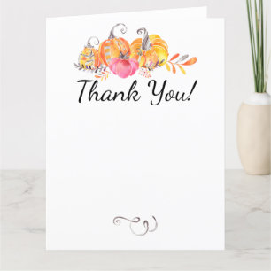 Halloween Autumn Fall Pumpkins Watercolor Paint Letterpress Thank You Card