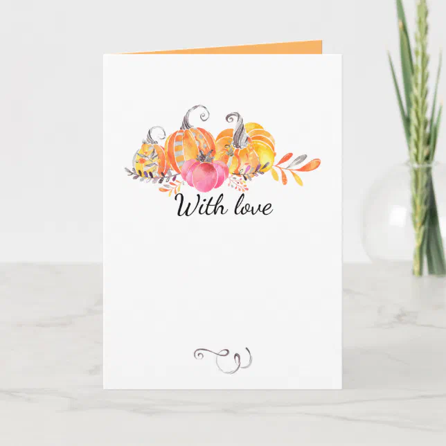 Halloween Autumn Fall Pumpkins Watercolor Paint Note Card | Zazzle