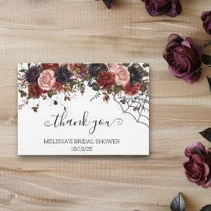 Halloween Autumn Floral thank you Bridal Shower  Card