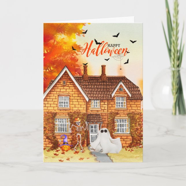 Halloween Autumn Home in Autumn Holiday Card (Front)