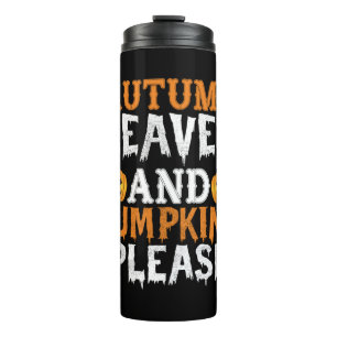 Halloween Autumn Leaves And Pumpkins Birthday Thermal Tumbler
