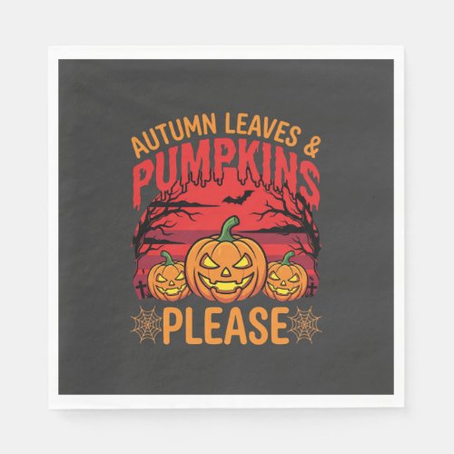 Halloween Autumn Leaves and Pumpkins Please Design Napkins