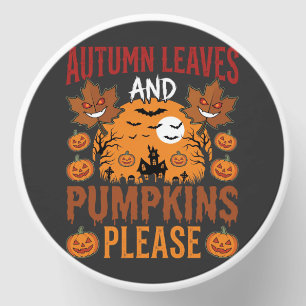 Halloween Autumn Leaves and Pumpkins Spooky Vector Mini Candle Favors
