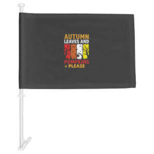 Halloween Autumn Leaves and Pumpkins Vintage Desig Car Flag