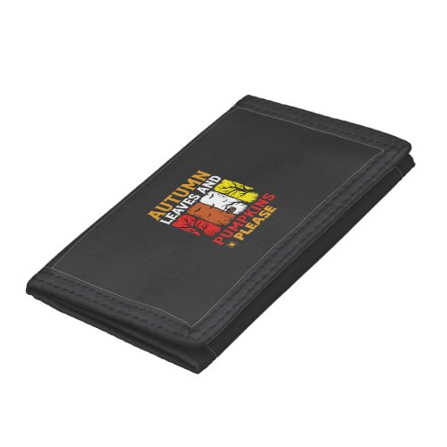 Halloween Autumn Leaves and Pumpkins Vintage Desig Trifold Wallet