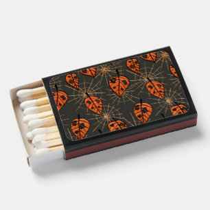 Halloween Autumn Leaves and Spiderwebs Matchboxes
