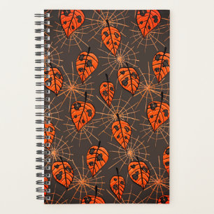 Halloween Autumn Leaves and Spiderwebs Planner