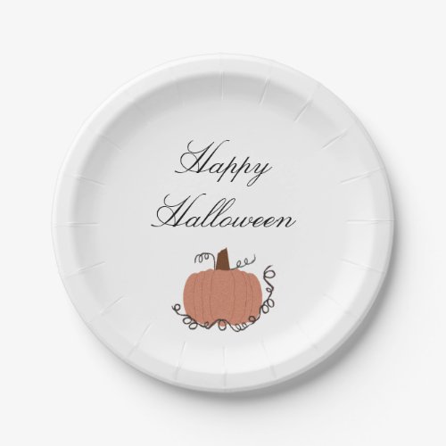 Halloween Autumn Orange Pumpkin Elegant Paper Plates