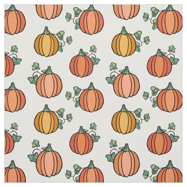 Halloween Autumn Orange Pumpkin Pattern Fabric (Swatch)