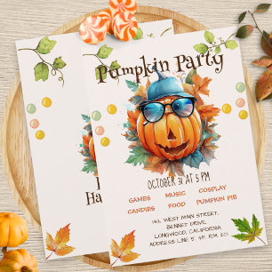 Halloween Autumn Pumpkin Birthday Party Invitation