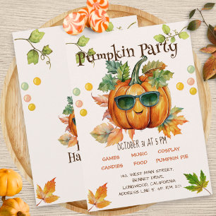 Halloween Autumn Pumpkin Birthday Party Invitation