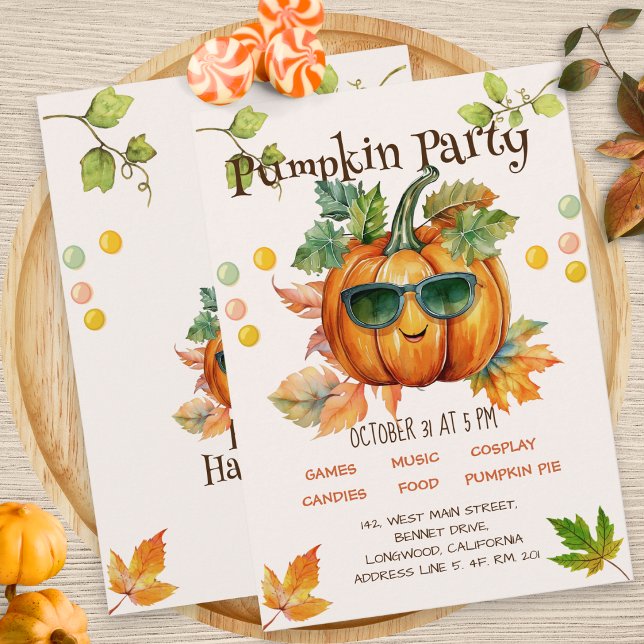 Halloween Autumn Pumpkin Birthday Party Invitation (Creator Uploaded)