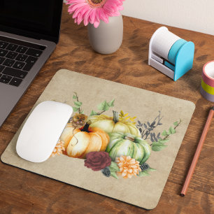 Halloween Autumn Pumpkin Watercolor Mouse Pad