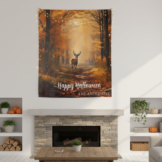 Halloween Autumn Thanksgiving Forest Deer Tapestry (Creator Uploaded)
