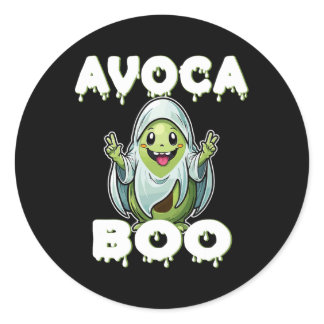 Halloween Avocado Pun Ghost Costume Funny Veggie A Classic Round Sticker