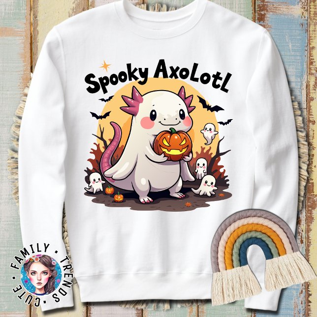 Halloween Axolotl Gifts Cute Skeleton Halloween Sweatshirt (Creator Uploaded)