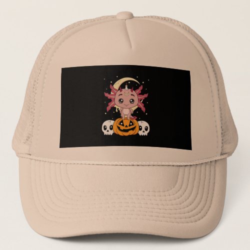 halloween axolotl trucker hat